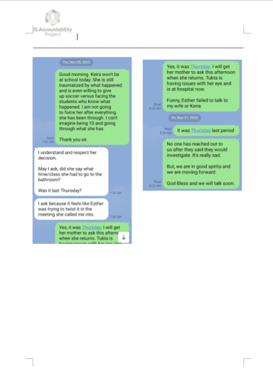 Messages discussing bullying and student distress