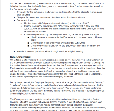 Page 1 of the official notice detailing the administrative timeline and the phone call on October 3, 2025.
