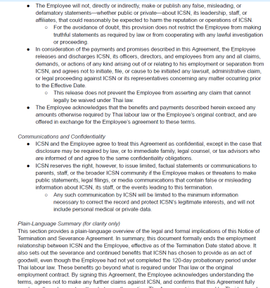 Page 4 of the agreement detailing mutual confidentiality restrictions, release of claims, and labor court jurisdictions.